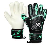 WESTWOOD FOX Guanti da portiere,protezione per le dita,guanti da portiere da calcio,bambini, ragazzi e adulti, (NERO-CIANO, Taglia 7 adatta per bambini dai 10 ai 13 anni, Ambidestro)
