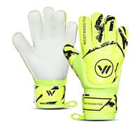 WESTWOOD FOX Guanti da portiere,protezione per le dita,guanti da portiere da calcio,bambini, ragazzi e adulti, (GIALLO-BIANCO, Taglia 8 adatta per ragazzi e adolescenti, Ambidestro)