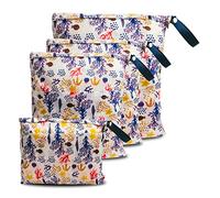 Wet Bag Dry Bag Borsa Impermeabile Borsa Pannolini Borsa Porta Pannolini 4Pcs Impermeabile Riutilizzabile Organizzatore Trucchi Wet Dry Bag Impermeabile Sacchetto del Pannolino Lavabile con Zip