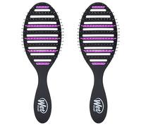 Wet Brush Refresh and Extend Speed Dry - Set di 2 spazzole per capelli districanti nere, design ventilato e setole HeatFlex infuse con carbone per asciugare con asciugacapelli, elimina lo sporco