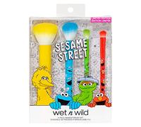 wet n wild Sesame Street - Set di 4 pennelli da trucco, modulabili e sfumabili, multifunzionali, senza cuciture, setole morbide e vegane