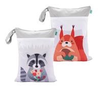 Wetbag - Borsa per pannolini, 2 pezzi, per l'asilo, con chiusura lampo, impermeabile, riutilizzabile, per l'asilo e il bambino, grigio., no