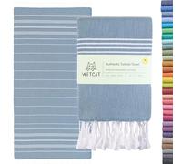 WETCAT Telo mare turco grande, 96 x 180 cm, 100% cotone, ad asciugatura rapida, asciugamano da viaggio oversize senza sabbia, leggero, per adulti, accessori da spiaggia, regali, blu denim