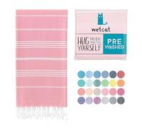 WETCAT Telo mare turco oversize 38 x 71 cm, 100% cotone, senza sabbia, ad asciugatura rapida, extra large, leggero, accessorio da spiaggia, idea regalo, rosa chiaro