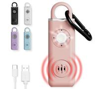 WETEN - Portachiavi con allarme personale ricaricabile con USB, protezione da donna, 130 dB, con luce a LED, allarme di sicurezza di emergenza con perno di segnalazione di rumore