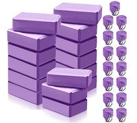 Wettarn Confezione da 30 blocchi per yoga e cinghie da yoga, 15 blocchi antiscivolo per yoga con 15 anelli a D in metallo, per stretching, esercizi, allenamento, fitness, accessori per palestra (viola