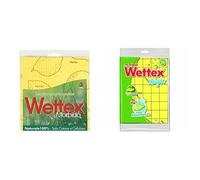 Wettex Pannospugna Morbido 100% Naturale, Confezione da 3 Panni & Panno Multiuso, 3 Pezzi