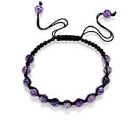 WETY Bracciale Tibetano,Bracciali Intrecciati con Perline di Ametista Naturale, Bracciale in Cristallo Regolabile Nero Gioielli in Cristallo Reiki per Uomo Donna
