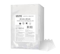 Wevac Core Sacchetti Sottovuoto Lisci 20x30cm 100 Pezzi - SOLO per Macchine a Campana, Qualità Professionale Gastronomia, Alta Barriera, Senza BPA