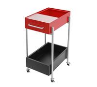 WEvalMC Carrello a 2 livelli con manico, organizer mobile, carrello portaoggetti mobile, carrello portaoggetti multifunzione, per ufficio, soggiorno, cucina, (rosso + nero)
