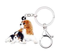WEVENI Acrilico Carino Doppio Cavalier King Charles Spaniel Cane Portachiavi Pet Charms Per Le Donne Ragazza Borsa Auto Portafoglio, Coppia a, W2L2