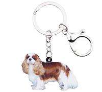WEVENI Acrilico Carino Doppio Cavalier King Charles Spaniel Cane Portachiavi Pet Charms Per Le Donne Ragazza Borsa Auto Portafoglio, Beige, W2L2