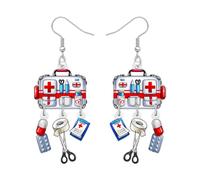 WEVENI Acrilico Carino Dottore Infermiere Orecchini Kit Medico Forbici Pendente Gioielli Laurea Infermiere Practitioner Regali per le Donne Ragazze Studenti Infermieri Futuri Infermieri Medici (Rosso)