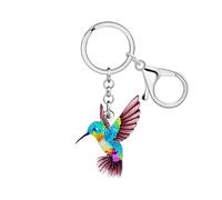 WEVENI Acrilico Floreale Colibrì Portachiavi Uccello Charms Colibrì Regali per le Donne Ragazze Borsa Zaino Accessori Chiavi Auto (Rosso)