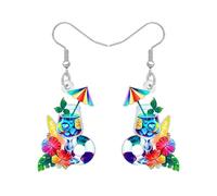 WEVENI Acrilico Floreale Frutta Vino Vetro Orecchini Margarita Cocktail Hibiscus Fiori Pendenti Vacanza Estate Gioielli Hawalliano Amanti del Vino Regali per Donne Ragazze Mamma (Colorato)