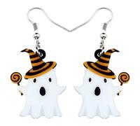 WEVENI Acrilico Halloween Zombie Mummia Orecchini Pendenti Moda Teschio di Zucchero Gioielli per Le Donna Bambina Novità Regali (Fantasma Halloween)