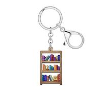 WEVENI Acrilico Libreria Portachiavi Accessori Libro Nerd Bookish Regali per Lettori Amanti del Libro Donne Bibliotecario Bookworm Ragazze, Marrone, Medium
