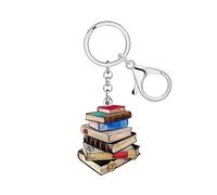 WEVENI Acrilico Libro Portachiavi Libro Topo di biblioteca Regali per Lettori Amanti del Libro Donne Ragazze Purse Charms Zaino Accessori (Caffè)