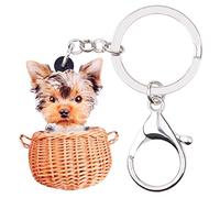 WEVENI Acrilico Yorkshire Terrier Cane Portachiavi Yorkie Portachiavi Animali per Donna Ragazze Borsetta Auto Accessori (Caffè)
