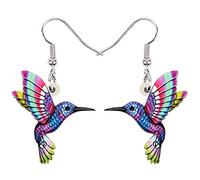 WEVENI Carino Acrilico Colibrì Uccello Orecchini per Donna Donna Bambina Colibrì Gioielli Charms Regalo (Viola)