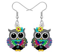WEVENI Carino Acrilico Gufo Orecchini Pendenti Cartoon Gioielli per Le Signore Bambina Gufo Lover Giftse (Nero)