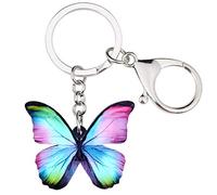 WEVENI Cute Acrilico Morpho Helena Portachiavi Farfalla Accessori Borsa Portafoglio Auto Charms de Donna Ragazza (Multicolore)