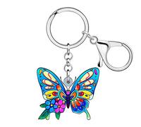 WEVENI Cute Acrilico Morpho Helena Portachiavi Farfalla Accessori Borsa Portafoglio Auto Charms de Donna Ragazza (Cielo)