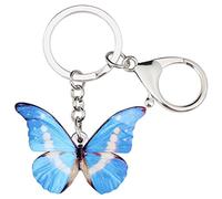WEVENI Cute Acrilico Morpho Helena Portachiavi Farfalla Accessori Borsa Portafoglio Auto Charms de Donna Ragazza (Blu)