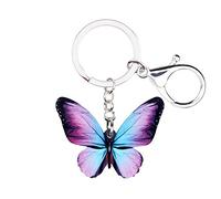 WEVENI Cute Acrilico Morpho Helena Portachiavi Farfalla Accessori Borsa Portafoglio Auto Charms de Donna Ragazza (Viola)