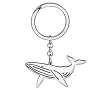 WEVENI Delfino Portachiavi Balena Anelli Portachiavi Medusa Charms Pesce Gioielli per Le Signore Ragazze Amanti Degli Animali Marini (E Balena Argento)