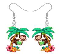 WEVENI Divertenti orecchini scimmia palma cocco acrilico orecchini hawaiani Weird Hawaii Beach Jewelry tuta regali per donne ragazze mamma, M, Acrilico, Nessuna pietra preziosa