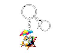WEVENI Hawaii Beach Theme Pinguino Portachiavi Arcobaleno Ombrello Acrilico Charms Hawaii Regali per Donne Ragazze Borse Accessori, Colorato, M