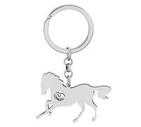 WEVENI Lega Corsa Cavallo Portachiavi Accessori Smalto Gioielli per Le Donna Ragazze Auto Portafoglio Charms (Argentato)