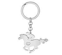 WEVENI Lega Corsa Cavallo Portachiavi Accessori Smalto Gioielli per Le Donna Ragazze Auto Portafoglio Charms (Grigio)