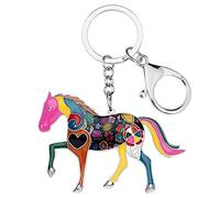 WEVENI Lega Corsa Cavallo Portachiavi Accessori Smalto Gioielli per Le Donna Ragazze Auto Portafoglio Charms (Floreale)