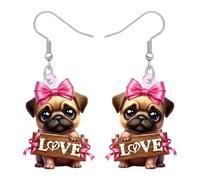 WEVENI Orecchini a forma di cane di San Valentino, regalo carino per amanti dei cani, orecchini in acrilico per San Valentino, gioielli Kawaii per animali domestici, regalo romantico per San Valentino