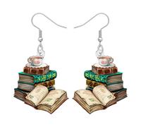 WEVENI Orecchini a libro vintage in acrilico gioielli di laurea insegnante apprezzamento regali per donne lettori amanti del libro bibliotecario oggetti libri regali per il ritorno a scuola, Medium