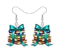 WEVENI Orecchini a libro vintage in acrilico gioielli di laurea insegnante apprezzamento regali per donne lettori amanti del libro bibliotecario oggetti libri regali per il ritorno a scuola, Medium
