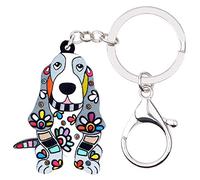 WEVENI Portachiavi a forma di cane Basset Hound in acrilico, gioielli alla moda per donne e ragazze, charm per auto, idea regalo