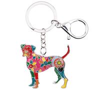 WEVENI Portachiavi a forma di cane boxer, in lega smaltata, per donne e ragazze, per borse e portafogli da auto, Multicolore, 45mm x 46mm