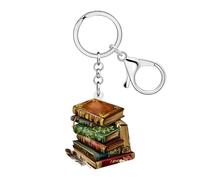 WEVENI Portachiavi a libro in acrilico Bookish Bookworm Regali per lettori Amanti del libro Donne Ragazze Borsa Charms Zaino Accessori, cioccolato, M