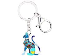 WEVENI - Portachiavi elegante in lega con gatto, accessorio per auto, per donne e ragazze, Blu 2, 42mm x 25mm