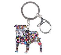 WEVENI Portachiavi in acrilico a forma di pitbull, ciondolo a forma di cane terrier, regalo per donne e ragazze, borsa per chiavi dell'auto, nero, 47mm x 44mm