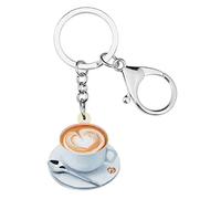 WEVENI Portachiavi in acrilico a forma di tazza da caffè, cucchiaio, per donne, adolescenti, ragazze, accessori per feste di compleanno, portafogli (tazza da caffè A), Tazza Caffè a, 47mm x 37 mm