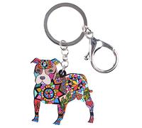 WEVENI Portachiavi in Acrilico con Bulldog Floreale e Animali per Donne Ragazza Borsa Auto