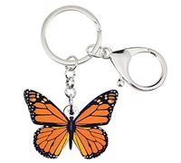 WEVENI Portachiavi in acrilico con farfalla monarca, accessori per donne, ragazze, borse, chiavi auto, Marrone, 34mm x 46mm, Unico