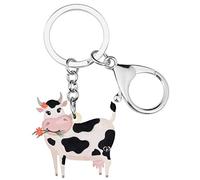 WEVENI, portachiavi in acrilico con mucca da latte e latticini, per donne e ragazze, Stivaletti da pioggia zebrati - Bambini, 38mm x 37mm