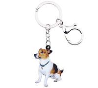 WEVENI - Portachiavi in acrilico Jack Russell per cani, accessori per donne e ragazze, Marrone