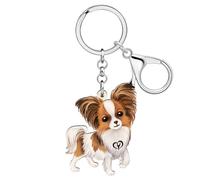 WEVENI Portachiavi in acrilico Papillon a forma di cane, accessorio per donne e ragazze, per borse e portafogli da auto, Papillon B, M