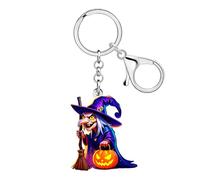 WEVENI Portachiavi in acrilico per strega, accessori per Halloween, strega, regalo per donne e ragazze, per borsa di Halloween, Viola, M